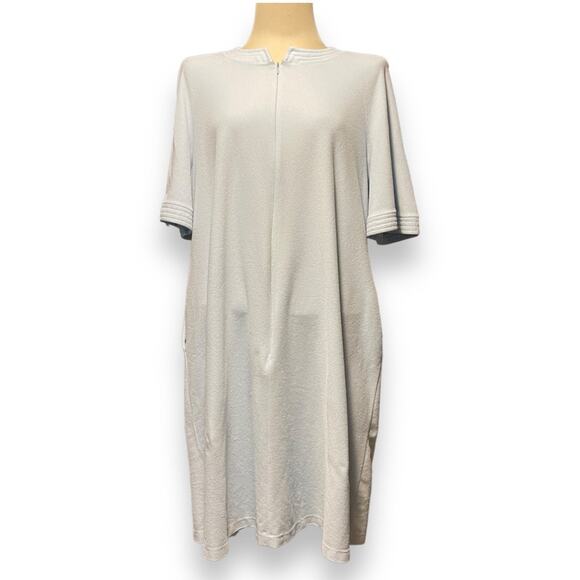 Vanity Fair Vintage 1970s Velour 1/2 Zip Robe Light Blue Medium - Picture 1 of 7
